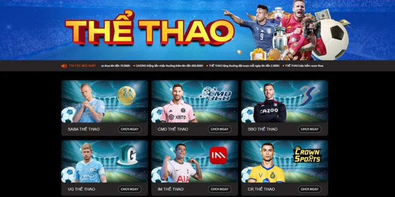 Nhiều sảnh Sports đẳng cấp thế giới với những tựa game nổi bật